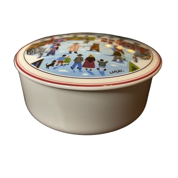 VTG Villeroy And Boch Porcelaine LaPlau Trinket Candy Dish Dancing Bear Village - Picture 8 of 12